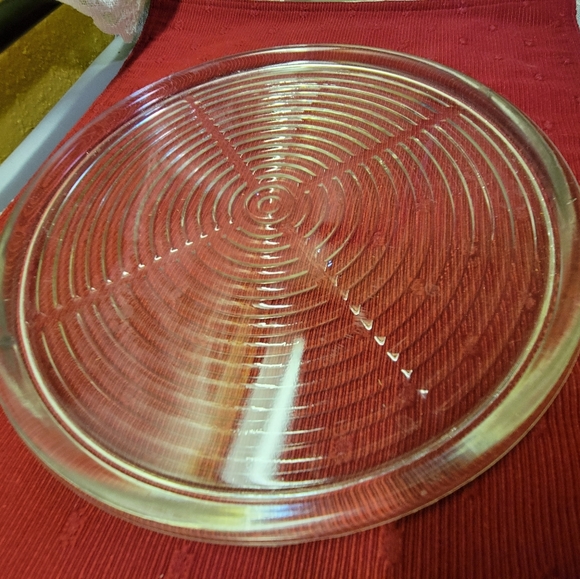 Vtg Heavy Duty Clear Glass Rimmed Serving Plate - Picture 4 of 4